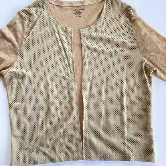 HOLT RENFREW linen, leather cardigan (#i3) - Picture 4 of 6